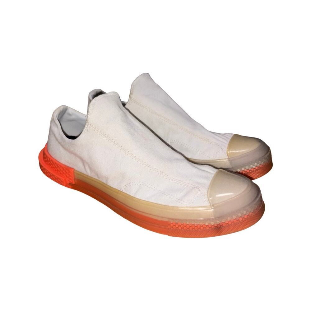 Converse White Canvas Slip-On Sneakers with Orange and Beige Accents - Picture 2 of 10